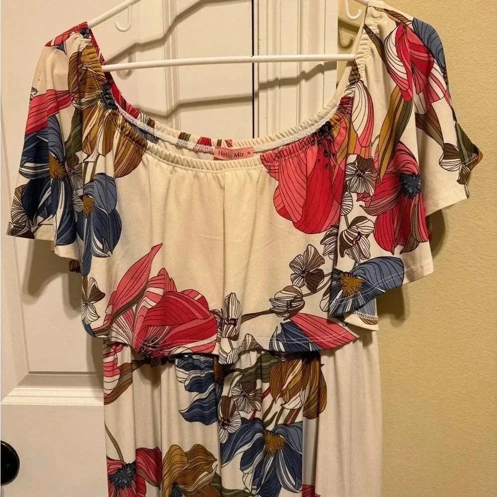 Hello Miz Off The Shoulder Floral Maternity Dress Sz XL - Picture 2 of 12